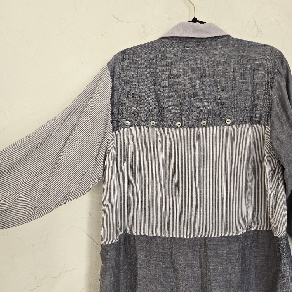 John Mark Patchwork Button Detail Oversized Gray … - image 7